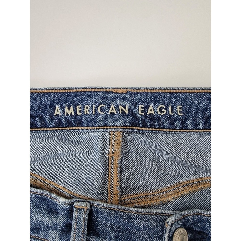 American Eagle Low-Rise Baggy Jeans Womens 12 Long Blue Wide Leg Y2K Retro Denim - Picture 7 of 14